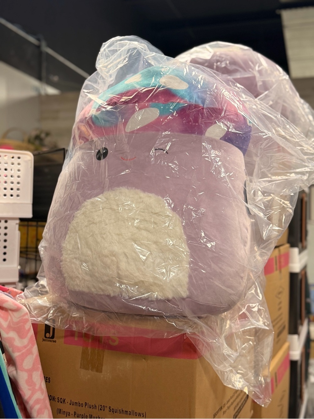 Squishmallows Purple Mushroom Plush with White Belly and Multicolor Cap